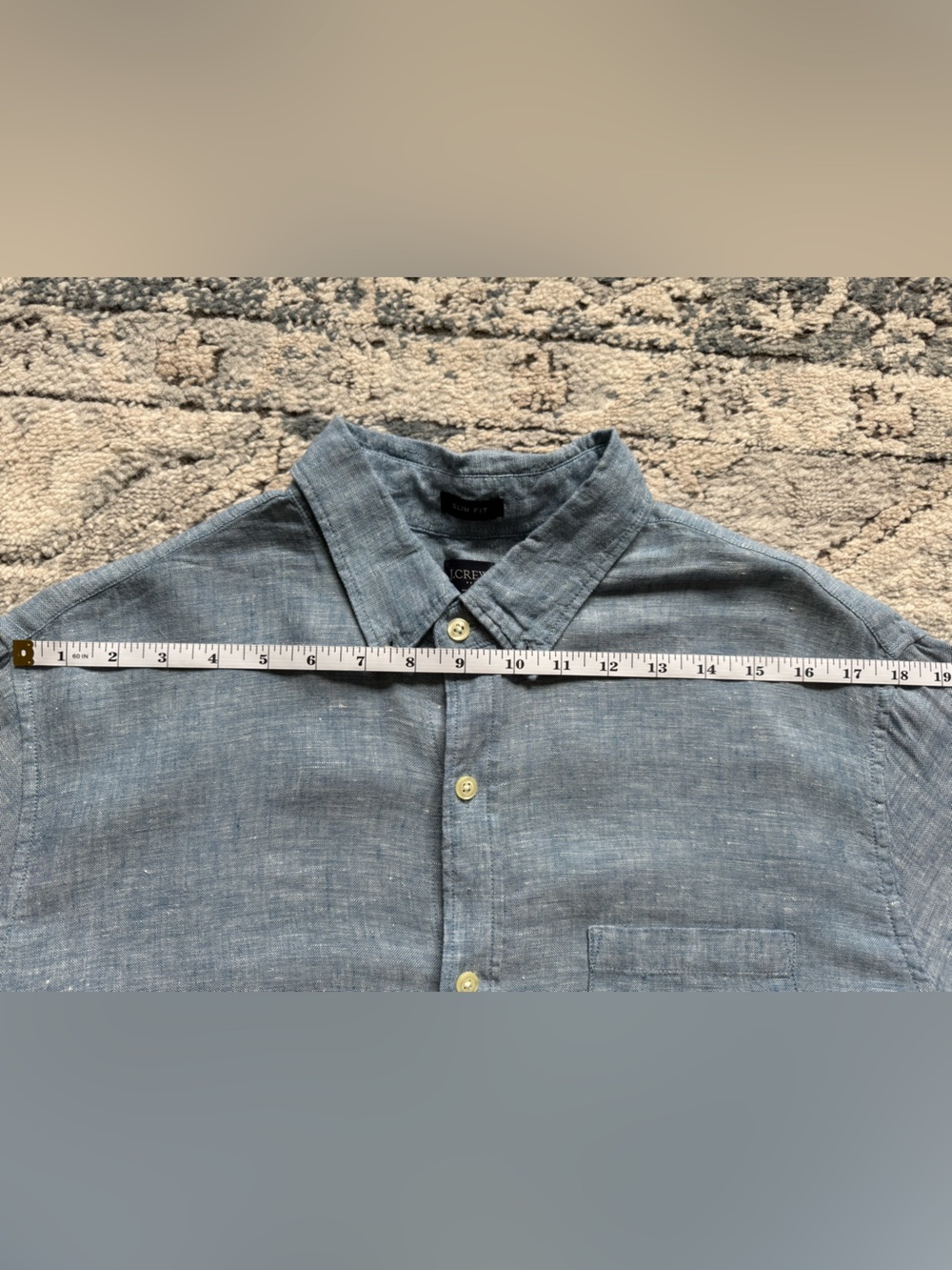 Men’s Light Blue Slim Fit J. Crew Chambray Button-Down Shirt - Picture 7 of 8
